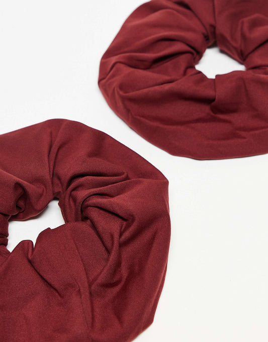 4505 soft touch yoga hair scrunchie 2 pack in burgundy