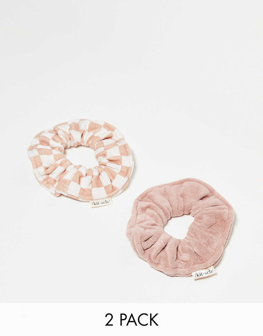 Kitsch Microfiber Quick-Dry Towel Scrunchies - Terracotta Checker