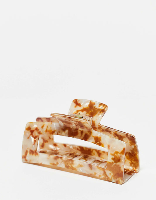 Kitsch  Plastic Jumbo Open Shape Claw Clip - Brown