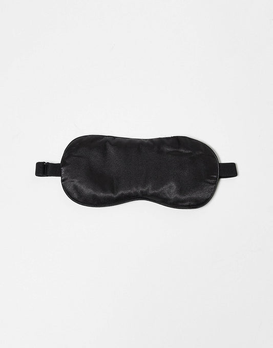 Kitsch Lavender Weighted Satin Eye Mask - Black