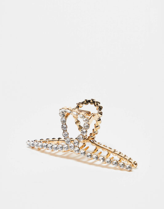 Kitsch Metal Rhinestone Loop Claw Clip - Gold