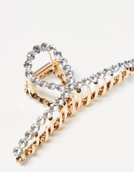 Kitsch Metal Rhinestone Loop Claw Clip - Gold