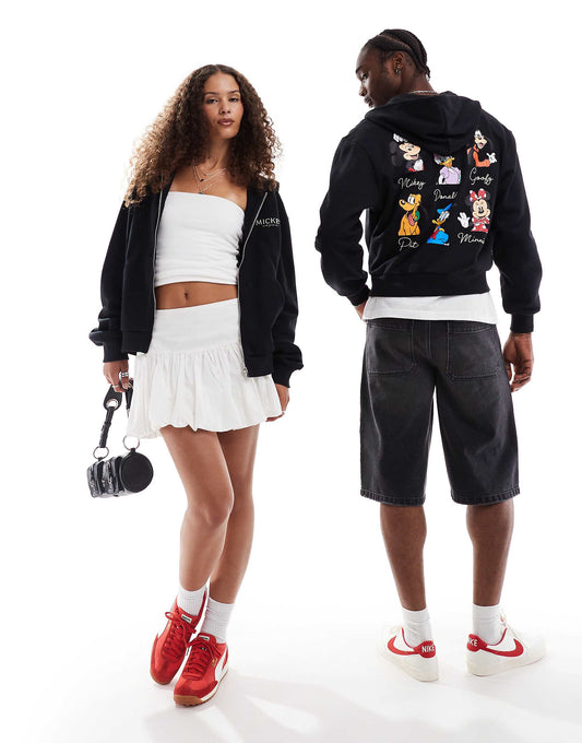 هودي كبير جدًا للجنسين من ASOS DESIGN مع طبعات Mickey Mouse والأصدقاء باللون الأسود