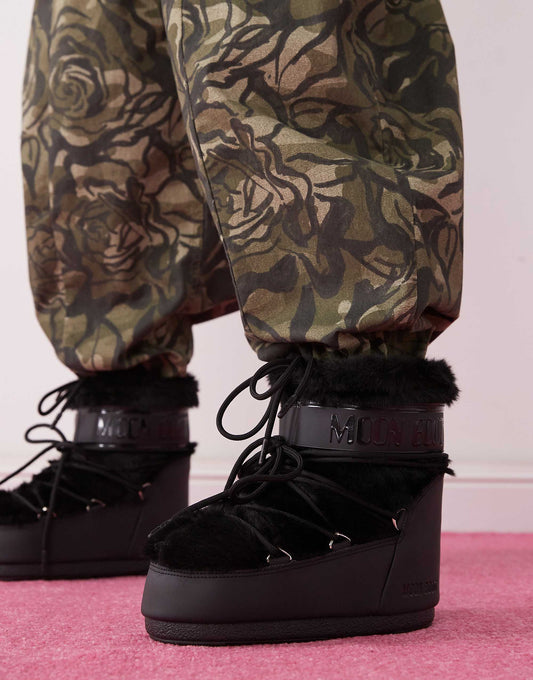 Moonboot Icon low faux fur boots in black