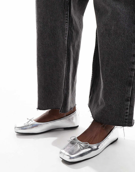 Cotton On ziggy ballet pump in silver