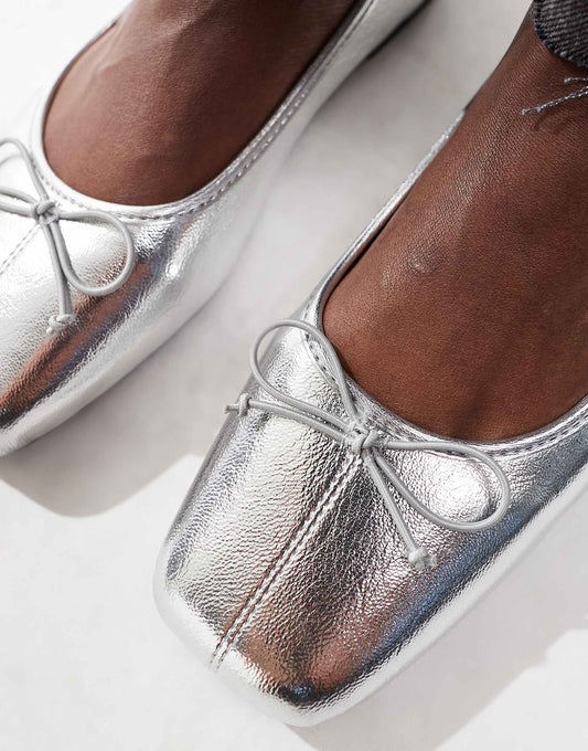 Cotton On ziggy ballet pump in silver
