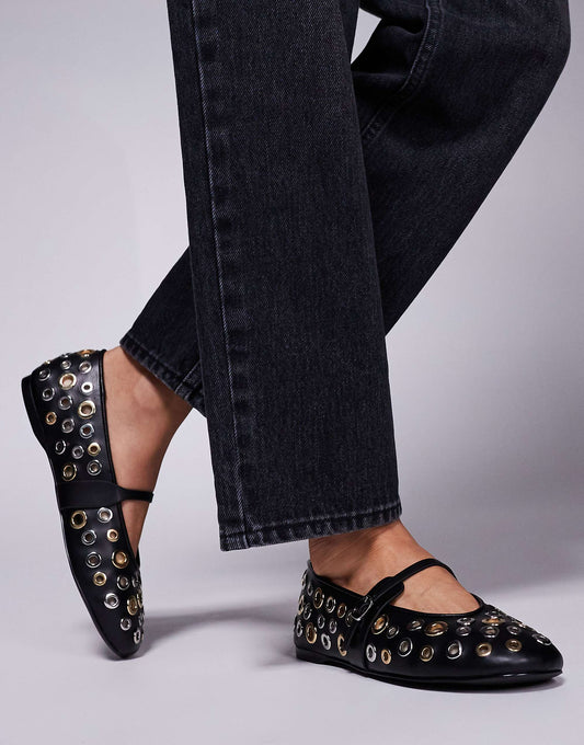 Steve Madden Rejoice-S eyelet ballet flats in black