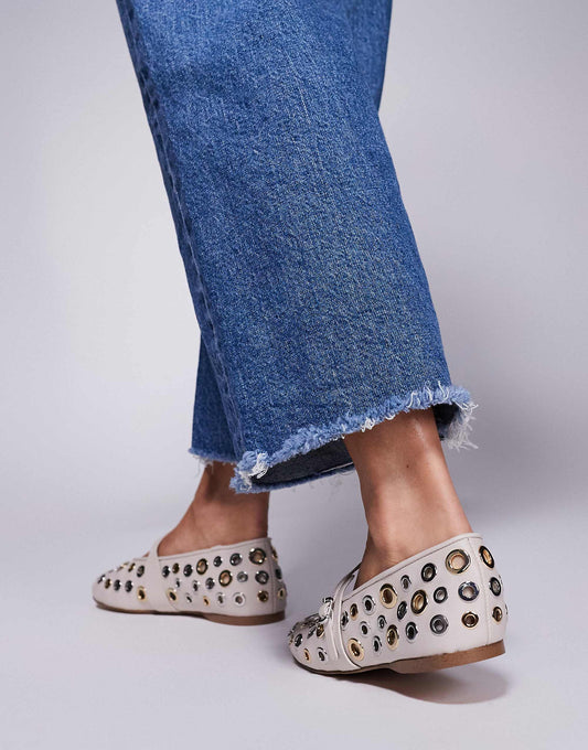 Steve Madden Rejoice-S eyelet ballet flats in cream