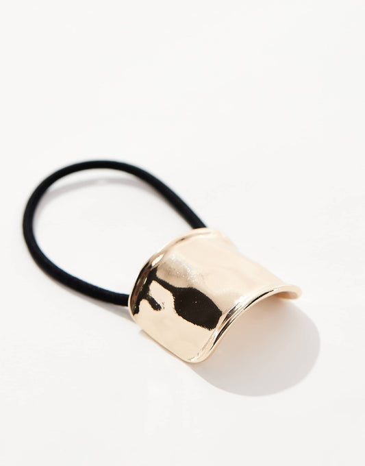 ASOS DESIGN hairband cuff with hammered detail in gold tone