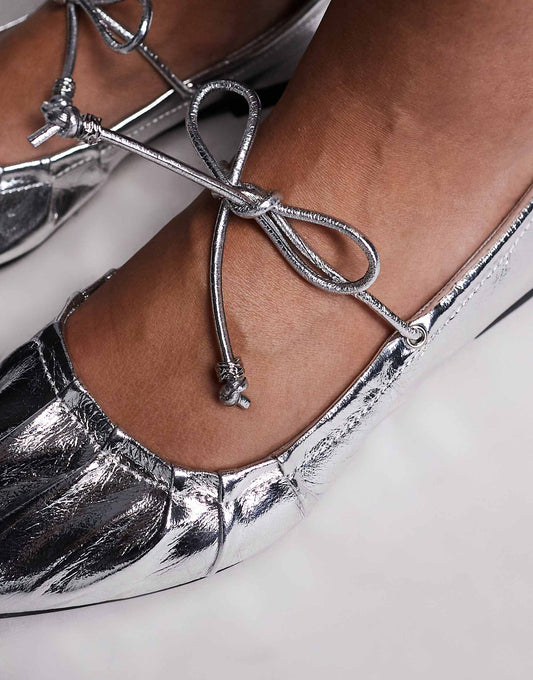 River Island pointed ballet flat in silver