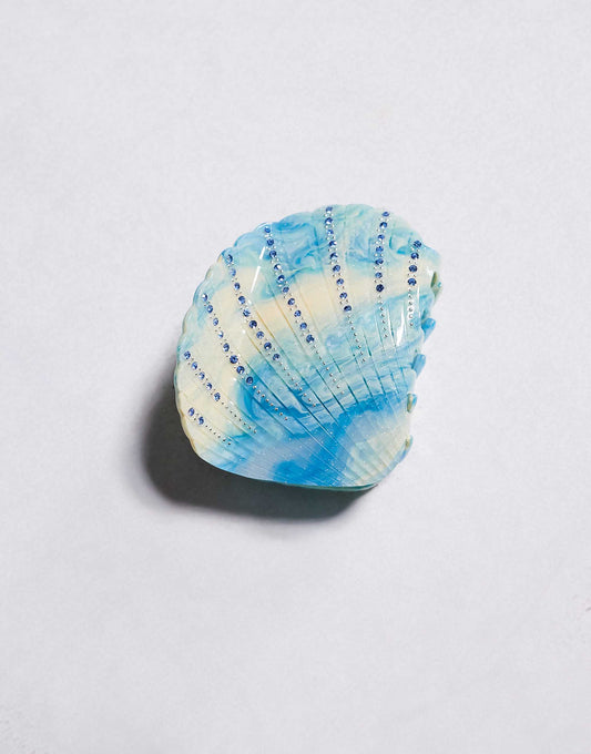South Beach shell hair claw clip in blue resin