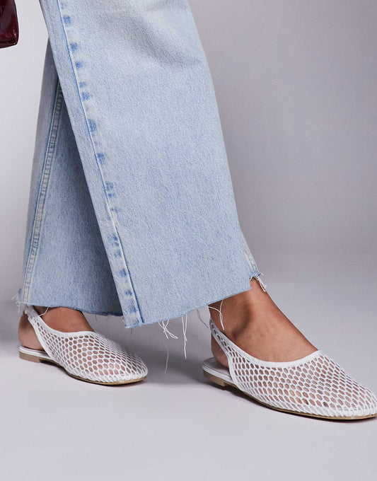 Public Desire Lost Angel high vamp sling back ballet flats in white mesh