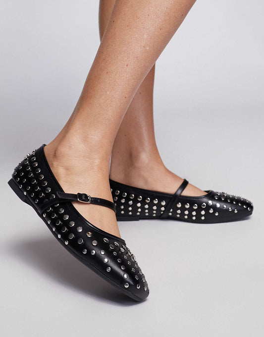 Public Desire Arkel flat stud ballets in black