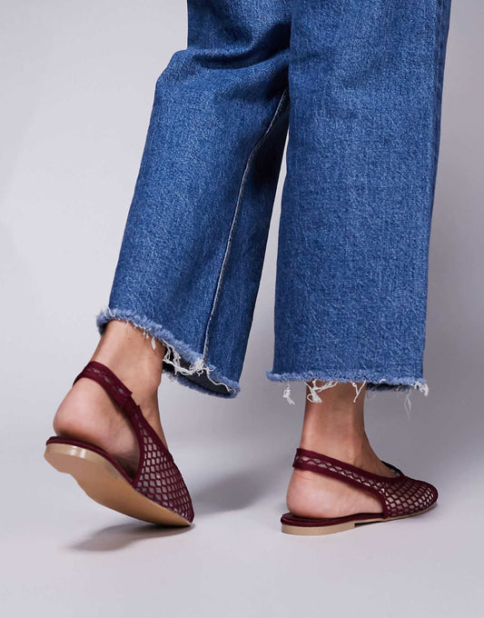 Public Desire Lost Angel high vamp sling back ballet flats in berry mesh