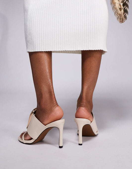ASOS DESIGN Nought ring detail high heeled sandals in cream