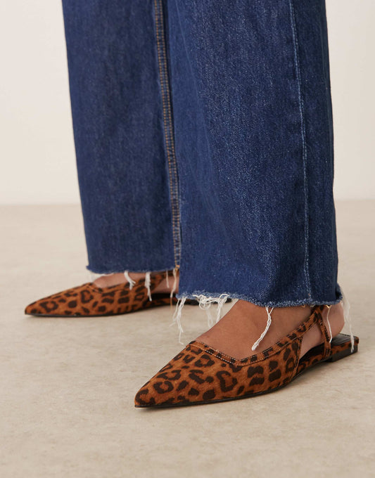 ASOS DESIGN Lorraine slingback ballet in leopard  suedette