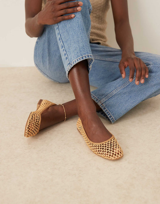 ASOS DESIGN Wide Fit Lagoon ballet in natural weave