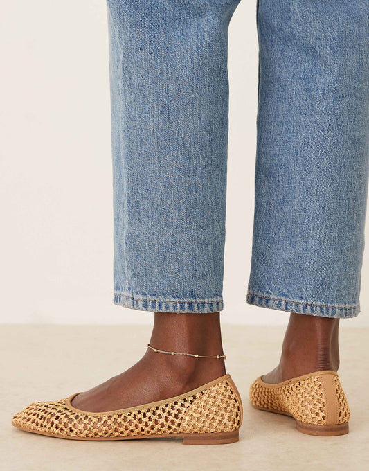 ASOS DESIGN Wide Fit Lagoon ballet in natural weave