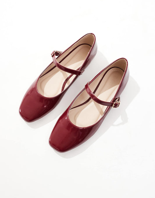 SEQWL Iris ballet shoes in faux leather burgundy