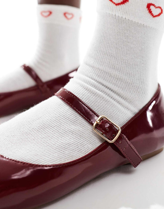 SEQWL Iris ballet shoes in faux leather burgundy