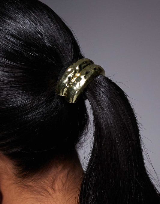 Kaiia exclusive hammered metal hair tie in gold