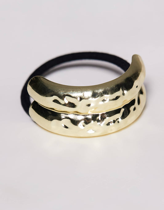 Kaiia exclusive hammered metal hair tie in gold