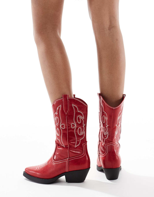 ONLY heeled western boot in red