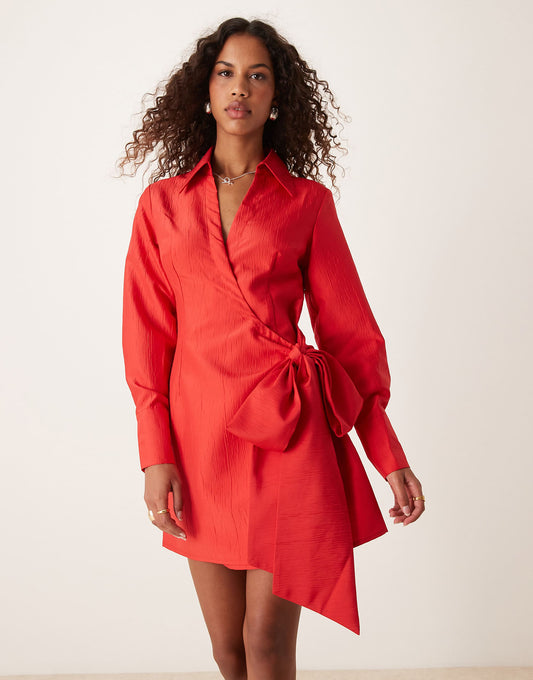 Ghospell taffeta mini dress in red