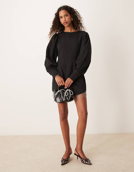 Ghospell fringe mini dress in black