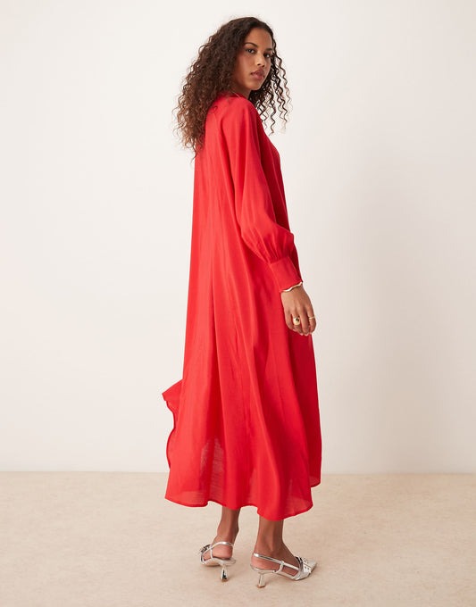 Ghospell oversized midi dress in red