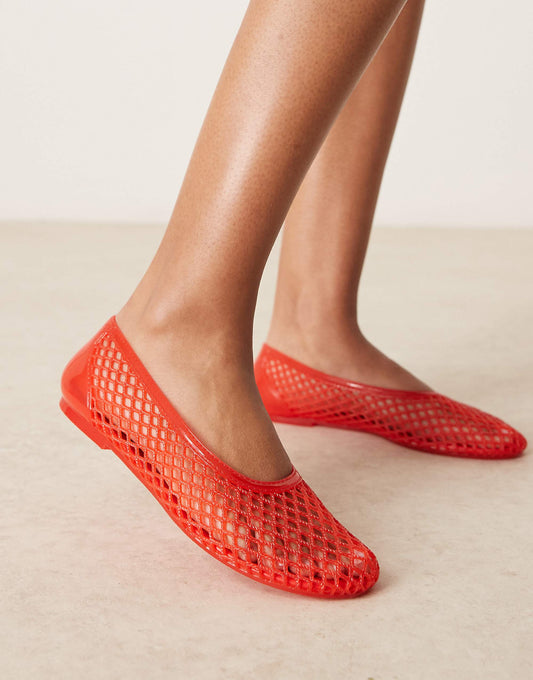 ASOS DESIGN Lattitude jelly weave ballets in red