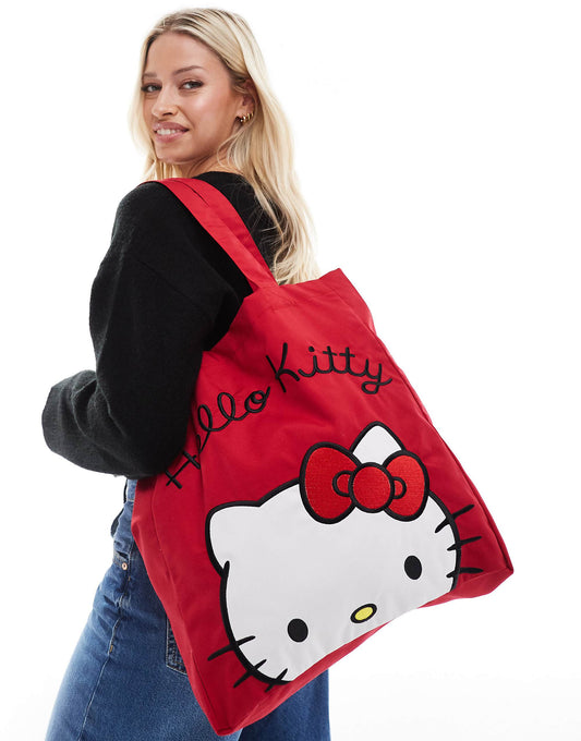 حقيبة توت بالتعاون مع Hello Kitty من Daisy Street باللون الأحمر