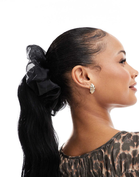 Pieces XL organza scrunchie in black
