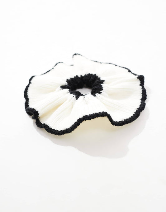 ASOS DESIGN scrunchie hair tie with knitted detail and contrast edge