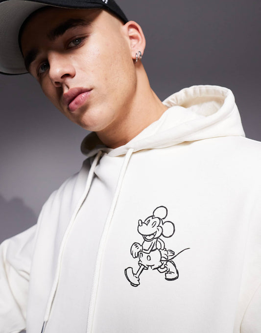 هودي كبير الحجم للجنسين من ASOS DESIGN Disney مع طبعات Mickey Mouse باللون البيج