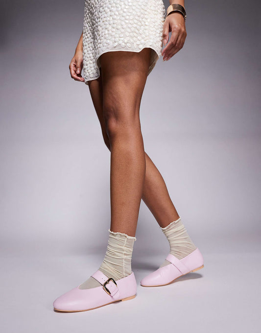 Public Desire Buckle Ballet detail flats in pink