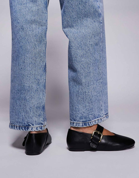 Public Desire buckle detail ballet flats in black