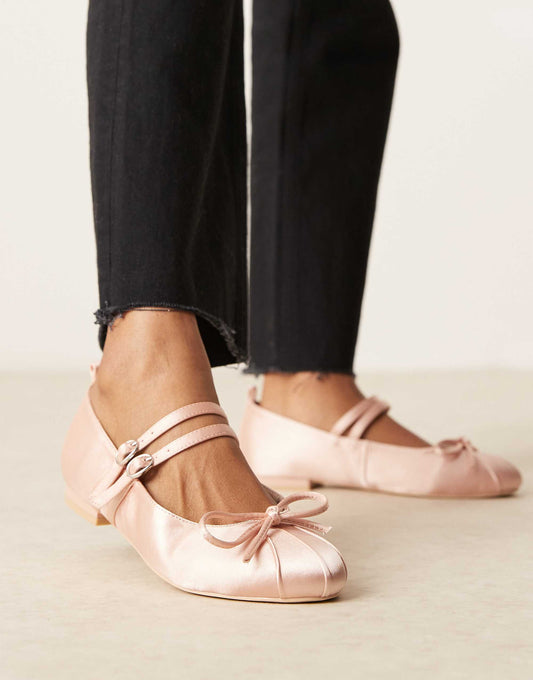 RAID Idol mary jane ballet flats in blush satin