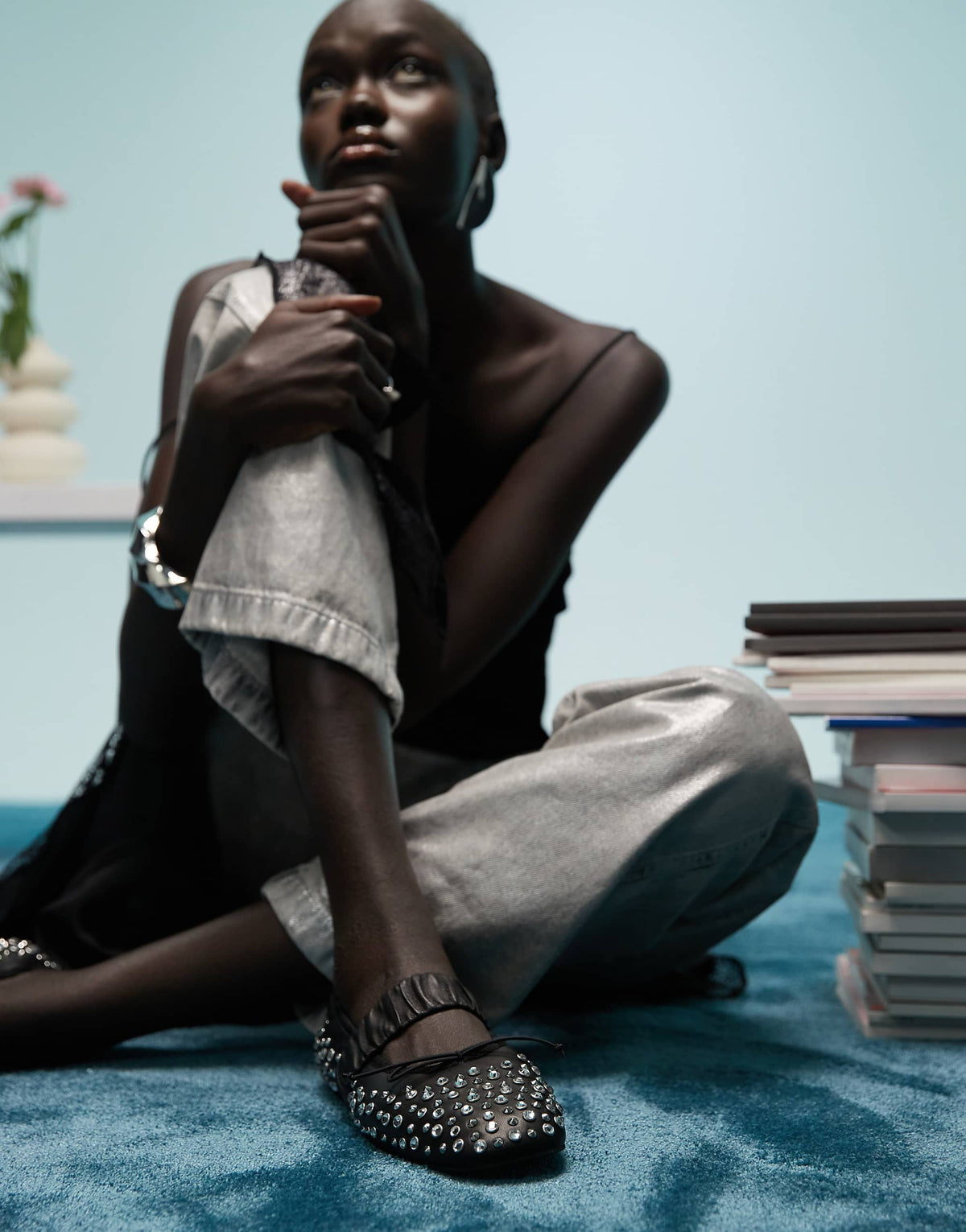 BIMBA Y LOLA studded ballet pumps in black