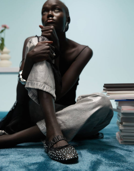 BIMBA Y LOLA studded ballet pumps in black