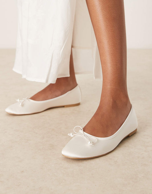 Be Mine Adyra ballet shoes with bow detail in ivory