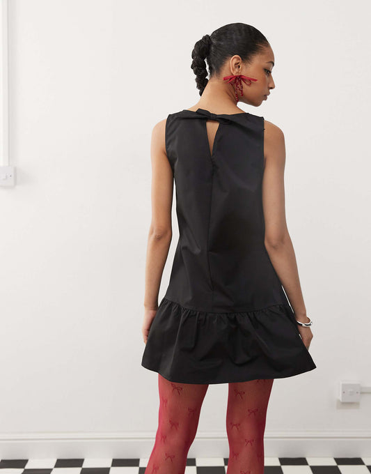 Motel arkana satin babydoll mini shift dress in black