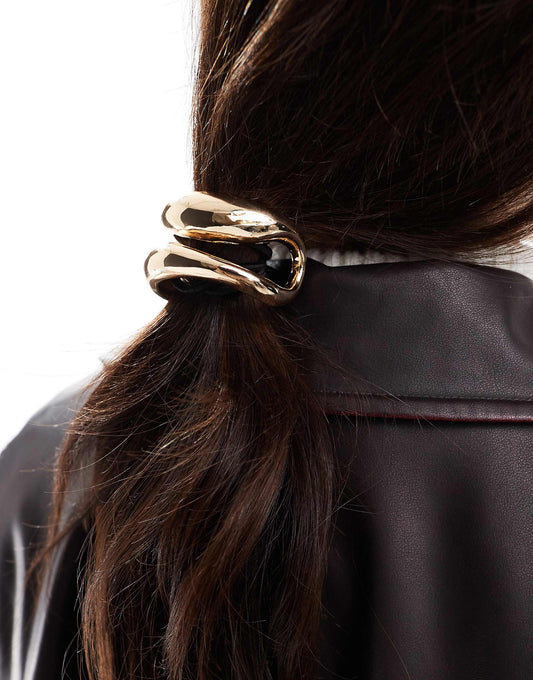 ASOS DESIGN bubble hair cuff in gold tone