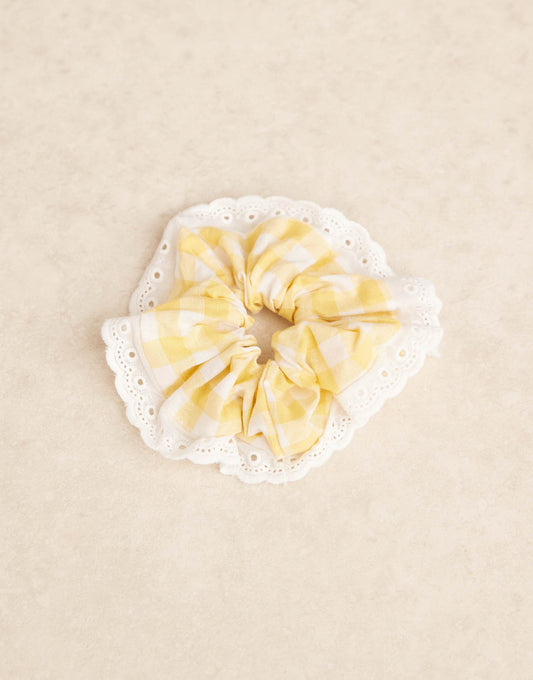 My Accessories broderie mix scrunchie in yellow