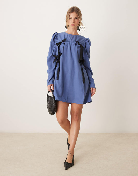 Ghospell drawstring mini dress in blue