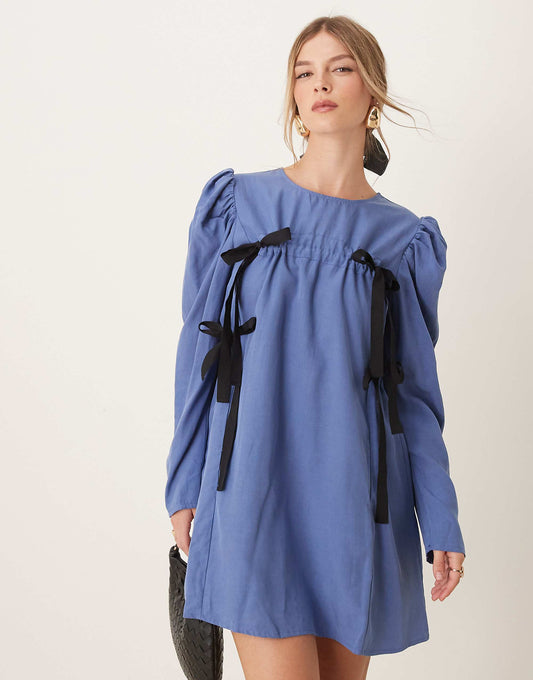 Ghospell drawstring mini dress in blue
