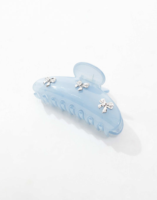 Glamorous bow embellished hair claw in blue