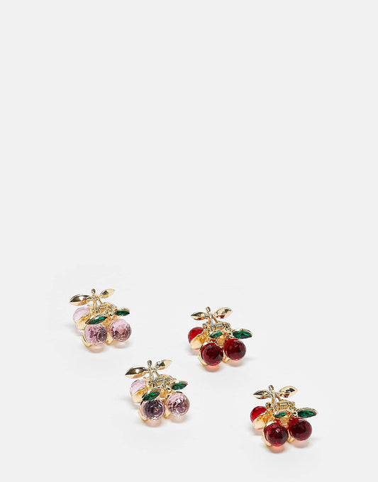 Accessorize cherry 4 pack hair clips in red