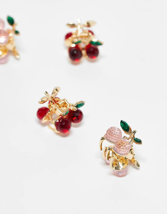 Accessorize cherry 4 pack hair clips in red