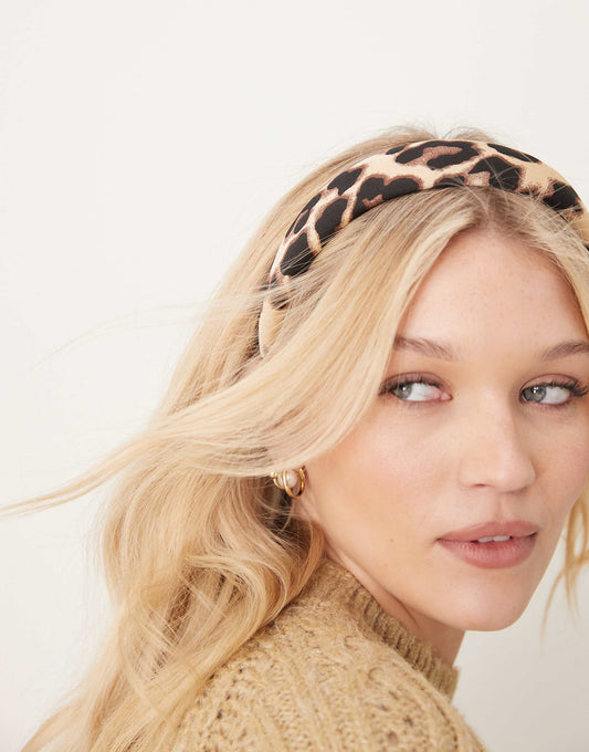 ASOS DESIGN padded headband in leopard print